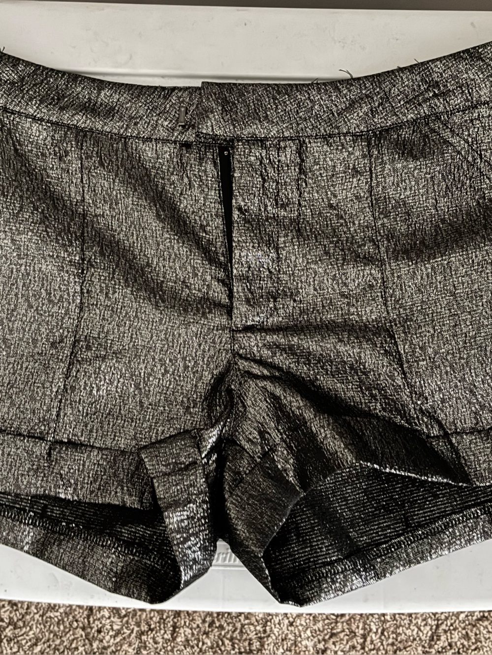 Umgee Metallic Silver High-Waist Dress Shorts